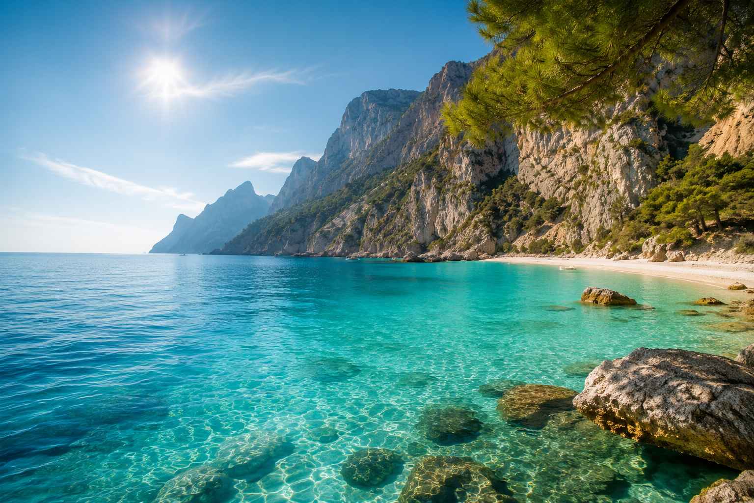 Sunset over a Mediterranean coast
